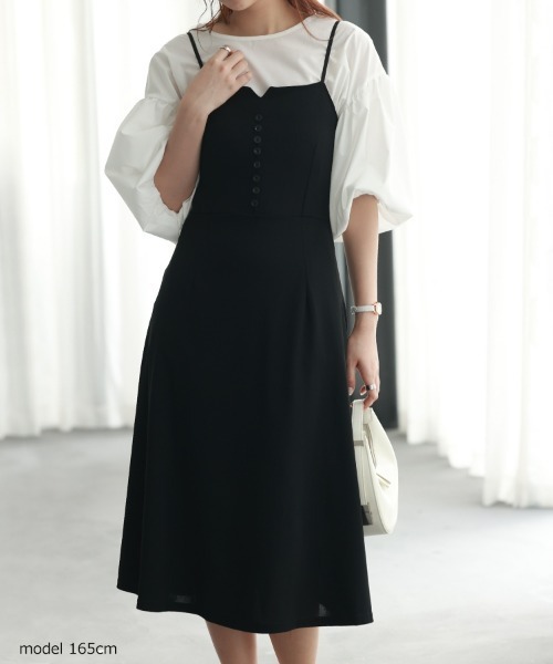 SEU（エスイーユー）の「オフィスカジュアル キャミ ワンピース ハイウエスト Aライン 着痩せ（ワンピース・レディース・ブラック・XL/L/M/S）」の16枚目の写真