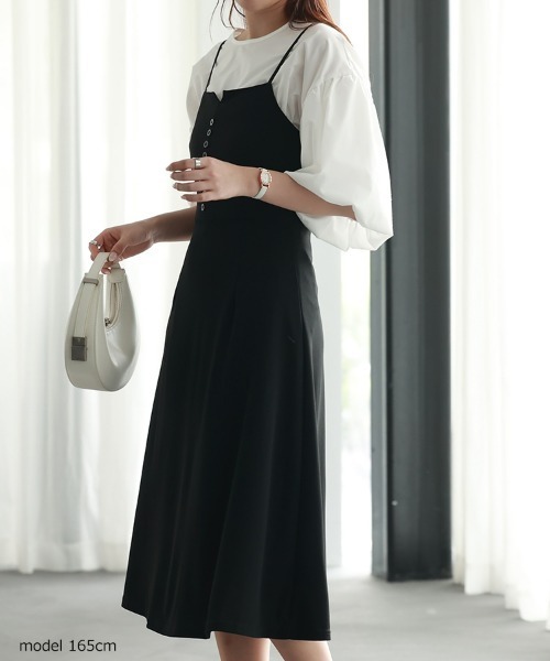 SEU（エスイーユー）の「オフィスカジュアル キャミ ワンピース ハイウエスト Aライン 着痩せ（ワンピース・レディース・ブラック・XL/L/M/S）」の18枚目の写真