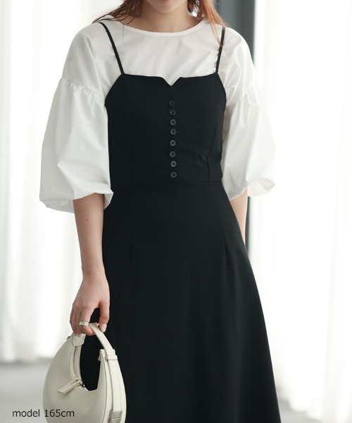 SEU（エスイーユー）の「オフィスカジュアル キャミ ワンピース ハイウエスト Aライン 着痩せ（ワンピース・レディース・ブラック・XL/L/M/S）」の19枚目の写真