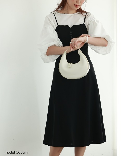 SEU（エスイーユー）の「オフィスカジュアル キャミ ワンピース ハイウエスト Aライン 着痩せ（ワンピース・レディース・ブラック・XL/L/M/S）」の20枚目の写真