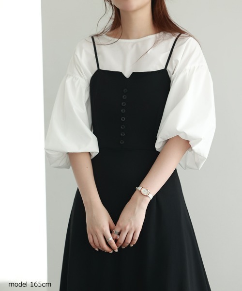 SEU（エスイーユー）の「オフィスカジュアル キャミ ワンピース ハイウエスト Aライン 着痩せ（ワンピース・レディース・ブラック・XL/L/M/S）」の22枚目の写真