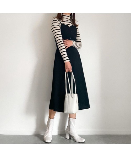 SEU（エスイーユー）の「オフィスカジュアル キャミ ワンピース ハイウエスト Aライン 着痩せ（ワンピース・レディース・ブラック・XL/L/M/S）」の9枚目の写真