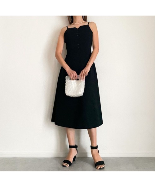 SEU（エスイーユー）の「オフィスカジュアル キャミ ワンピース ハイウエスト Aライン 着痩せ（ワンピース・レディース・ブラック・XL/L/M/S）」の10枚目の写真