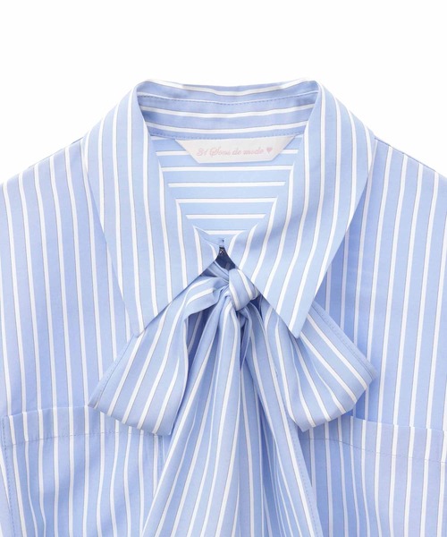 31 Sons de mode（トランテアン　ソン　ドゥ　モード）の「２ＷＡＹボウタイクロップドシャツ（シャツ/ブラウス・レディース・ライトグリーン/サックスブルー/オフホワイト・36）」の13枚目の写真