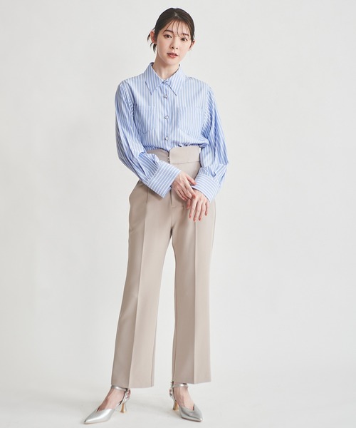 31 Sons de mode（トランテアン　ソン　ドゥ　モード）の「２ＷＡＹボウタイクロップドシャツ（シャツ/ブラウス・レディース・ライトグリーン/サックスブルー/オフホワイト・36）」の4枚目の写真