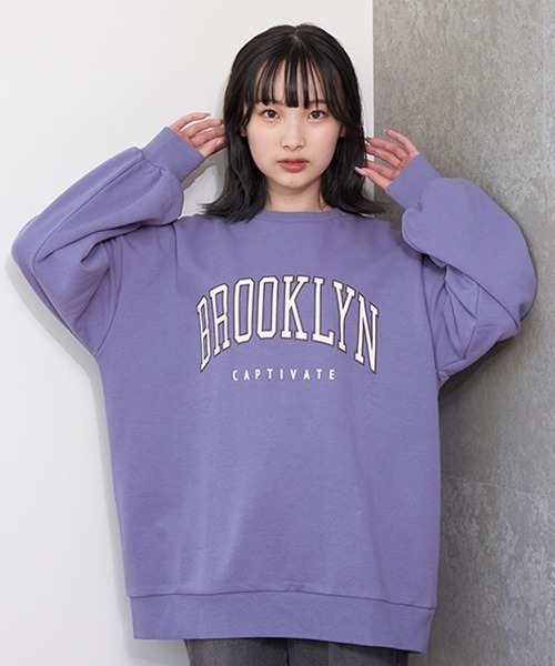 LOVETOXIC（ラブトキシック）の「カレッジルーズプルオーバー（スウェット・キッズ・オフホワイト/ブラック/ライラック/ライトグレー・S/M/L）」の4枚目の写真