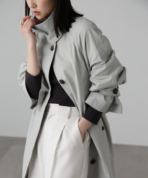 FREE'S MART（フリーズマート）の「2WAYスタンドカラーコート（トレンチコート・レディース・グレー/ベージュ/ベージュ系その他・SMALL/MEDIUM）」の6枚目の写真