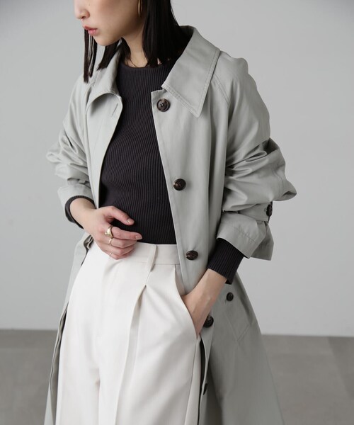 FREE'S MART（フリーズマート）の「2WAYスタンドカラーコート（トレンチコート・レディース・グレー/ベージュ/ベージュ系その他・SMALL/MEDIUM）」の13枚目の写真