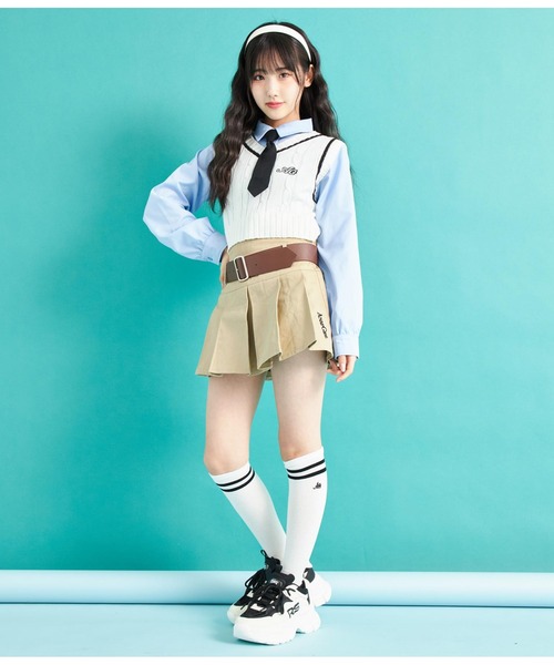 ANAP GiRL（アナップガール）の「【抗菌防臭加工】ラインハイソックス