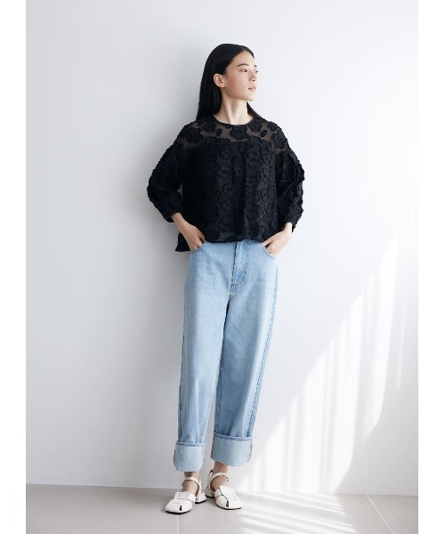 極美品　コエル シアーシャツ ボウタイ シアーブラウス COEL COEL（コエル）の「フラワージャガードシアーブラウス（シャツ