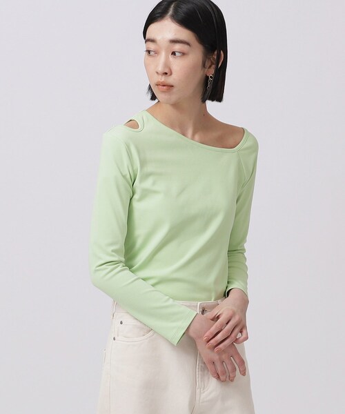 GALLEST（ギャレスト）の「アシンメトリ―カットアウトトップス（Tシャツ/カットソー・レディース・ホワイト系/ブラック/ライトグリーン・38）」の3枚目の写真