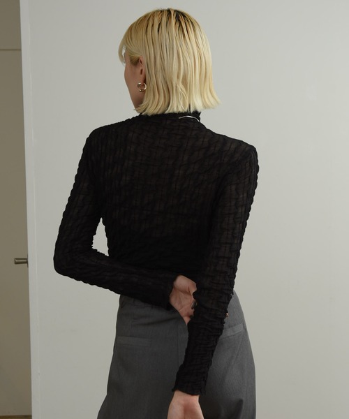 Amiur(エミレ)の「wave sheer high neck / ウェーブシアーハイネック(Tシャツ/カットソー・レディース・ブラック/ホワイト・FREE)」の13枚目の写真
