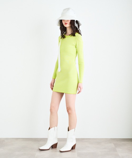 ANNA SUI NYC(アナ スイ エヌ ワイ シー)の「ANNA SUI NYC ボーダーニットショートワンピース(ワンピース・レディース・ブラック/ライム/パープル・FREE)」の18枚目の写真