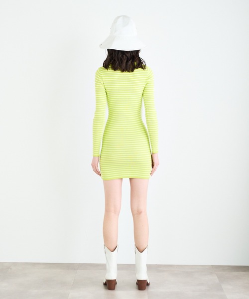 ANNA SUI NYC(アナ スイ エヌ ワイ シー)の「ANNA SUI NYC ボーダーニットショートワンピース(ワンピース・レディース・ブラック/ライム/パープル・FREE)」の19枚目の写真