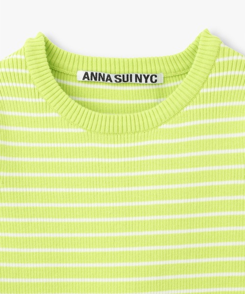 ANNA SUI NYC(アナ スイ エヌ ワイ シー)の「ANNA SUI NYC ボーダーニットショートワンピース(ワンピース・レディース・ブラック/ライム/パープル・FREE)」の4枚目の写真