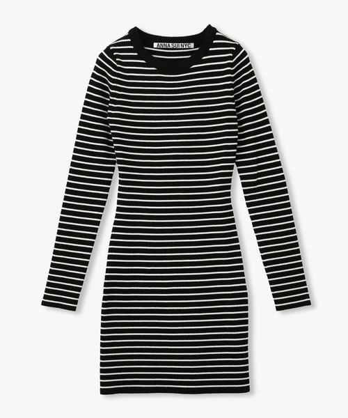 ANNA SUI NYC(アナ スイ エヌ ワイ シー)の「ANNA SUI NYC ボーダーニットショートワンピース(ワンピース・レディース・ブラック/ライム/パープル・FREE)」の8枚目の写真