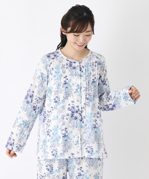 ローラアシュレイ ルームウェア　ダブルガーゼ　ゆったりサイズ GIFTにおすすめ】メーガン柄 ダブルガーゼ ルームドレス