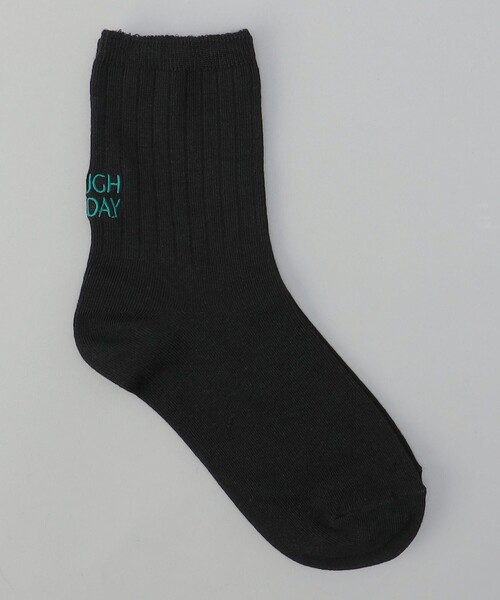 coen（コーエン）の「配色ロゴ刺繍リブソックス（ソックス/靴下・レディース・オフホワイト/ブラック/グレー/ダークグレー/ネイビー・FREE）」の3枚目の写真