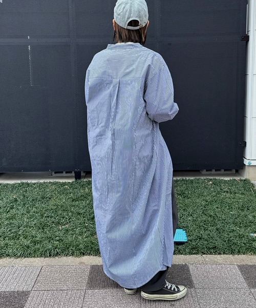 ワンピース Bonjour IbizaDress 8Y セール】キーネックストライプシャツワンピース（ワンピース