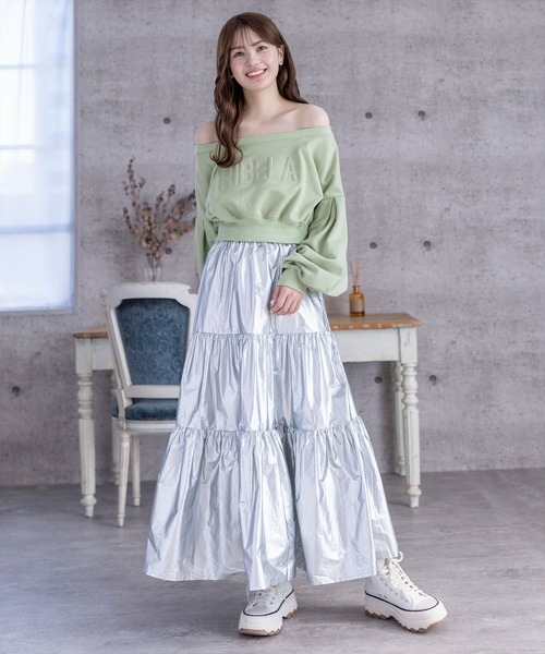 clear（クリア）の「グリッターティアードロングスカート/シャイニー（スカート・レディース・ブラック/シルバー・F）」の11枚目の写真