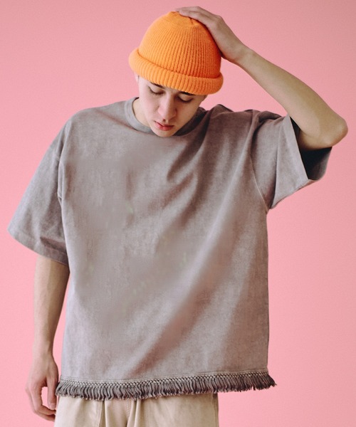 Universal Style Wear（ユニバーサルスタイルウェア）の「Universal Style Wear フリンジ Tee（Tシャツ/カットソー・メンズ・スミクロ/ブラウン/カーキ/グレイッシュベージュ・MEDIUM/X-LARGE/LARGE）」の4枚目の写真