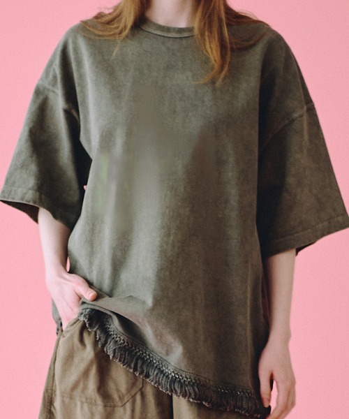 Universal Style Wear（ユニバーサルスタイルウェア）の「Universal Style Wear フリンジ Tee（Tシャツ/カットソー・メンズ・スミクロ/ブラウン/カーキ/グレイッシュベージュ・MEDIUM/X-LARGE/LARGE）」の12枚目の写真