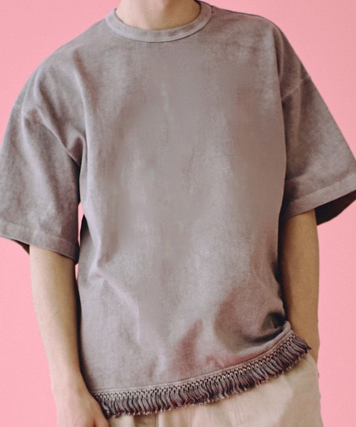 Universal Style Wear（ユニバーサルスタイルウェア）の「Universal Style Wear フリンジ Tee（Tシャツ/カットソー・メンズ・スミクロ/ブラウン/カーキ/グレイッシュベージュ・MEDIUM/X-LARGE/LARGE）」の6枚目の写真