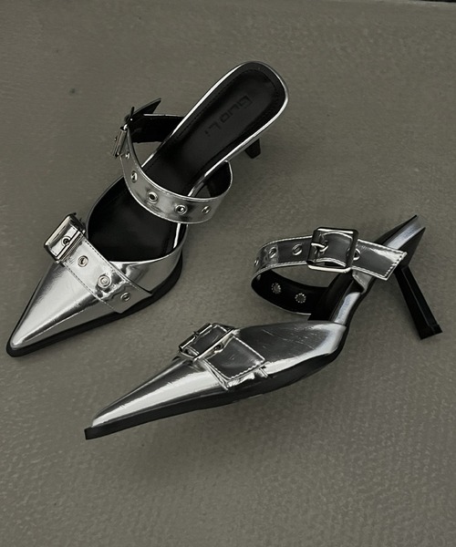 HALEY PESCA（ヘーリーペスカ）の「HALEY PESCA/ポインテッドトゥ　ベルトハイヒールサンダル（サンダル・レディース・ブラック/アイボリー/シルバー・36/40/38）」の14枚目の写真