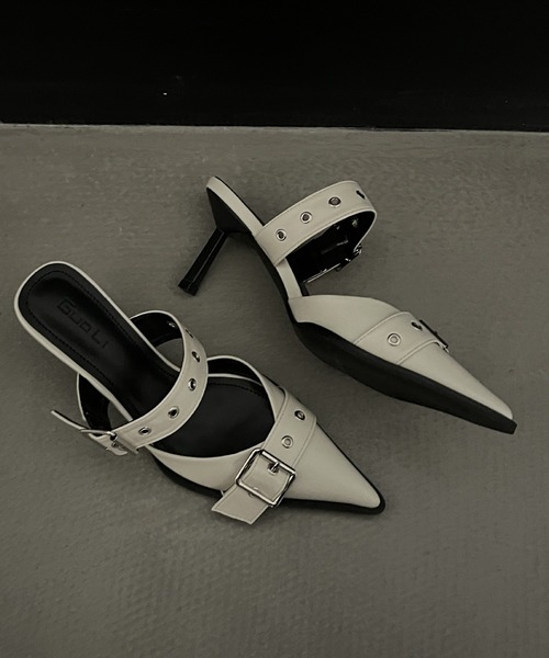 HALEY PESCA（ヘーリーペスカ）の「HALEY PESCA/ポインテッドトゥ　ベルトハイヒールサンダル（サンダル・レディース・ブラック/アイボリー/シルバー・36/40/38）」の8枚目の写真