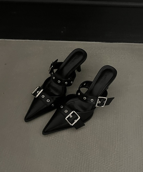 HALEY PESCA（ヘーリーペスカ）の「HALEY PESCA/ポインテッドトゥ　ベルトハイヒールサンダル（サンダル・レディース・ブラック/アイボリー/シルバー・36/40/38）」の10枚目の写真