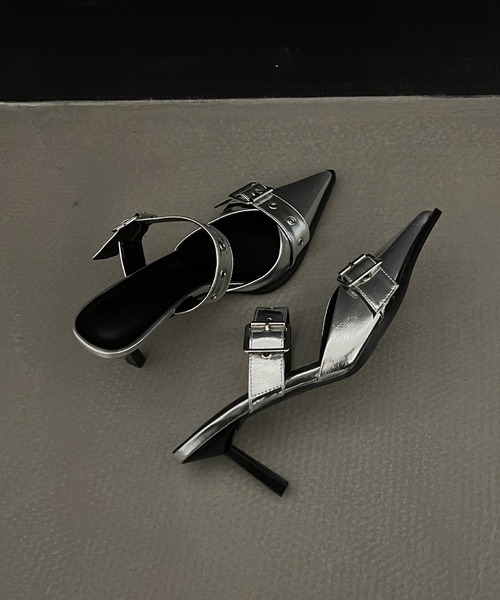 HALEY PESCA（ヘーリーペスカ）の「HALEY PESCA/ポインテッドトゥ　ベルトハイヒールサンダル（サンダル・レディース・ブラック/アイボリー/シルバー・36/40/38）」の16枚目の写真