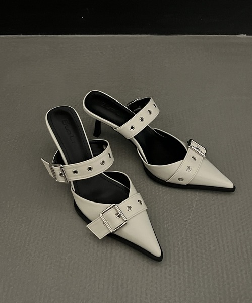 HALEY PESCA（ヘーリーペスカ）の「HALEY PESCA/ポインテッドトゥ　ベルトハイヒールサンダル（サンダル・レディース・ブラック/アイボリー/シルバー・36/40/38）」の5枚目の写真