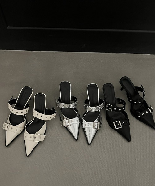 HALEY PESCA（ヘーリーペスカ）の「HALEY PESCA/ポインテッドトゥ　ベルトハイヒールサンダル（サンダル・レディース・ブラック/アイボリー/シルバー・36/40/38）」の11枚目の写真