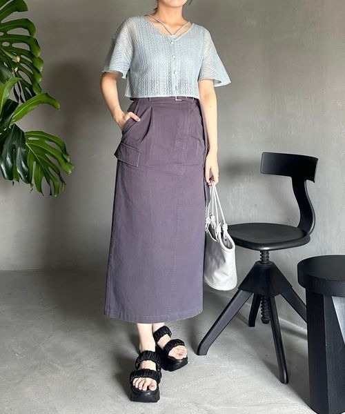 mysty woman（ミスティウーマン）の「ミリタリーナロースカート 113499（スカート・レディース・アイボリー/カーキ/チャコールグレー・FREE）」の13枚目の写真