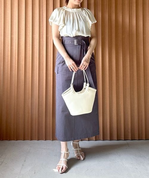 mysty woman（ミスティウーマン）の「ミリタリーナロースカート 113499（スカート・レディース・アイボリー/カーキ/チャコールグレー・FREE）」の16枚目の写真