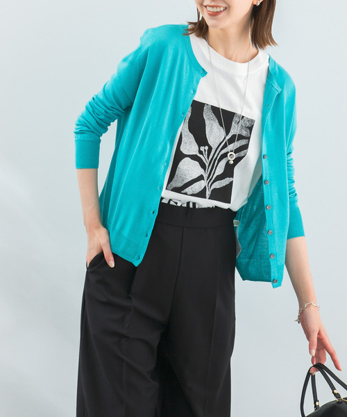 URBAN RESEARCH ROSSO WOMEN（アーバンリサーチ　ロッソ）の「ウォッシャブルカーディガン（カーディガン/ボレロ・レディース・ブラック/ブルー系その他/オレンジ/ホワイト・FREE）」の4枚目の写真