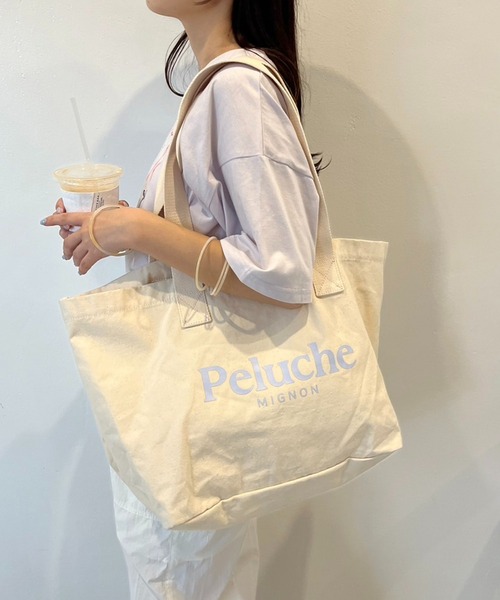 one after another NICE CLAUP(ワンアフターアナザーナイスクラップ)の「キャンバスロゴプリントトートバッグ(トートバッグ・レディース・イエロー/ブラック/ラベンダー/アイボリー/ピンク/サックスブルー・FREE)」の2枚目の写真