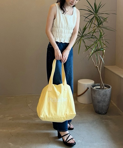 one after another NICE CLAUP(ワンアフターアナザーナイスクラップ)の「キャンバスロゴプリントトートバッグ(トートバッグ・レディース・イエロー/ブラック/ラベンダー/アイボリー/ピンク/サックスブルー・FREE)」の11枚目の写真