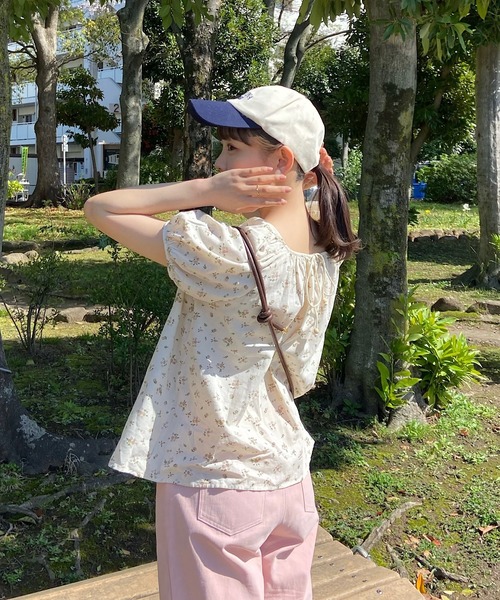 コットンシャツ　ブラウス　オーバーサイズ　リボン　花柄　蝶々 iridescence_iri-0826-1nz86