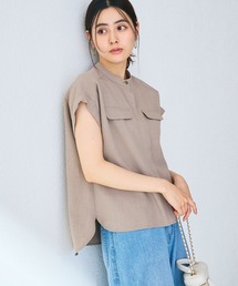 CROSS FUNCTION（クロスファンクション）の「《洗える・シワになりにくい・UVカット・接触冷感》サマナチュラバンドカラーブラウス【CF/クロスファンクション】（シャツ/ブラウス）」