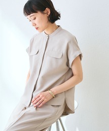 CROSS FUNCTION（クロスファンクション）の「《洗える・シワになりにくい・UVカット・接触冷感》サマナチュラバンドカラーブラウス【CF/クロスファンクション】（シャツ/ブラウス）」