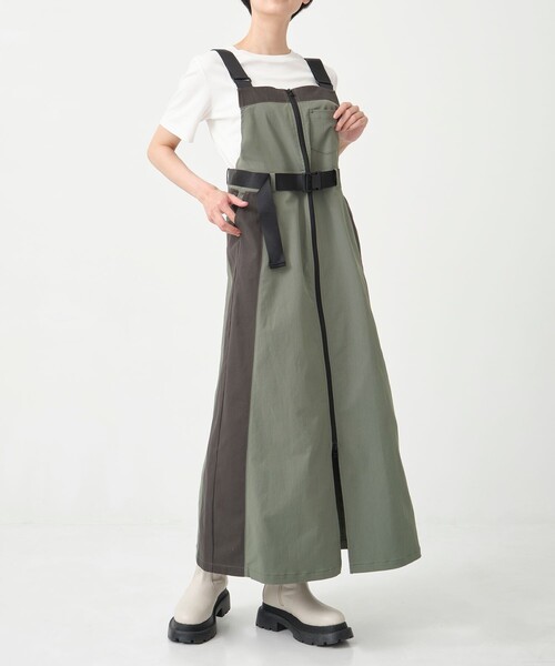 CITY TOKYO（シティトウキョウ）の「＜2WAY＞＜手洗い可能＞＜UVカット＞フロントファスナーナイロンジャンスカ（ジャンパースカート・レディース・ブラック/カーキ・1/2）」の14枚目の写真