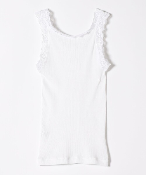 quaranciel（カランシエル）の「quaranciel:〈洗濯機可能〉リブ レース タンクトップ（キャミソール・レディース・ホワイト/ブラック・ONE SIZE）」の4枚目の写真