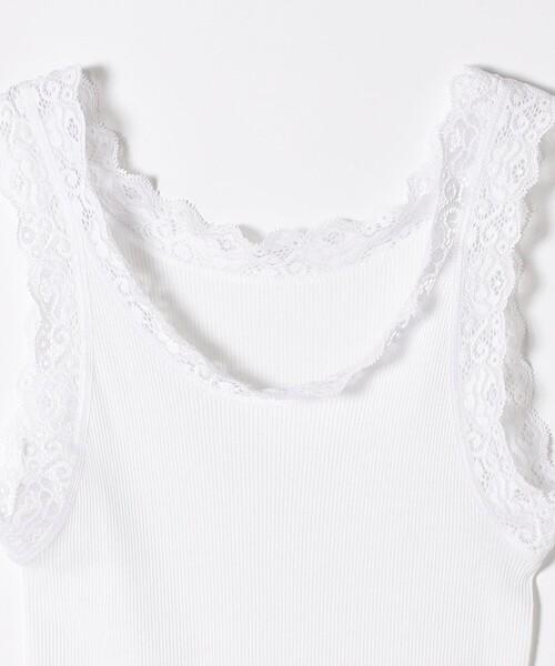 quaranciel（カランシエル）の「quaranciel:〈洗濯機可能〉リブ レース タンクトップ（キャミソール・レディース・ホワイト/ブラック・ONE SIZE）」の5枚目の写真