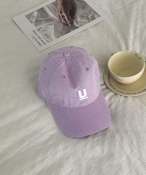 LAFFMO（ラフモ）の「ロゴ刺繍キャップ（キャップ・レディース・ホワイト/ボルドー/ピンク/ライトグリーン/イエロー/モカ/ネイビー/パープル/オフホワイト/グレー/ブラック・F）」の8枚目の写真