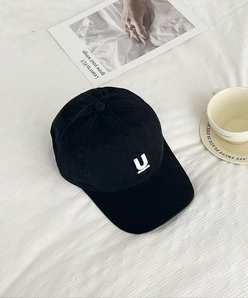 LAFFMO（ラフモ）の「ロゴ刺繍キャップ（キャップ・レディース・ホワイト/ボルドー/ピンク/ライトグリーン/イエロー/モカ/ネイビー/パープル/オフホワイト/グレー/ブラック・F）」の7枚目の写真