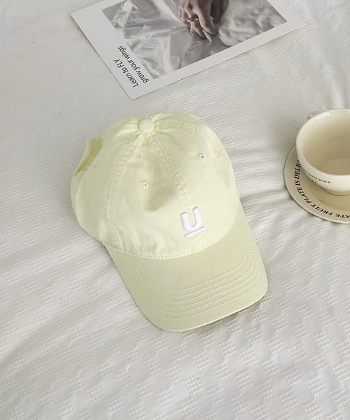 LAFFMO（ラフモ）の「ロゴ刺繍キャップ（キャップ・レディース・ホワイト/ボルドー/ピンク/ライトグリーン/イエロー/モカ/ネイビー/パープル/オフホワイト/グレー/ブラック・F）」の9枚目の写真