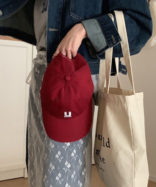 LAFFMO（ラフモ）の「ロゴ刺繍キャップ（キャップ・レディース・ホワイト/ボルドー/ピンク/ライトグリーン/イエロー/モカ/ネイビー/パープル/オフホワイト/グレー/ブラック・F）」の11枚目の写真