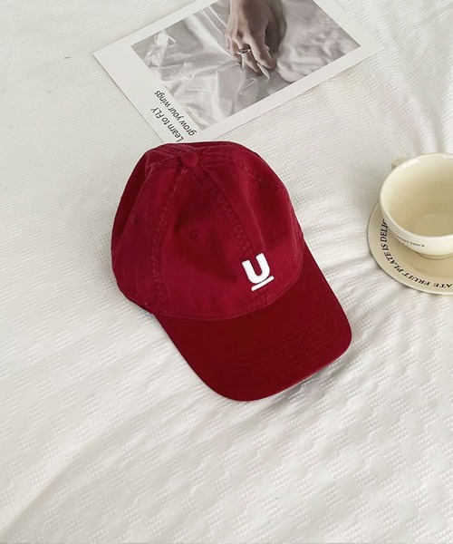 LAFFMO（ラフモ）の「ロゴ刺繍キャップ（キャップ・レディース・ホワイト/ボルドー/ピンク/ライトグリーン/イエロー/モカ/ネイビー/パープル/オフホワイト/グレー/ブラック・F）」の13枚目の写真