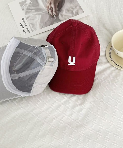 LAFFMO（ラフモ）の「ロゴ刺繍キャップ（キャップ・レディース・ホワイト/ボルドー/ピンク/ライトグリーン/イエロー/モカ/ネイビー/パープル/オフホワイト/グレー/ブラック・F）」の16枚目の写真